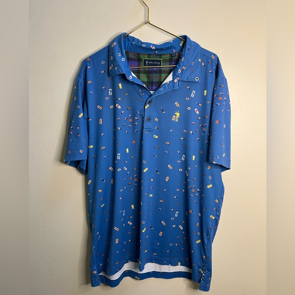 William Murray Golf Royal Blue Novelty Polo with Multicolor Accents